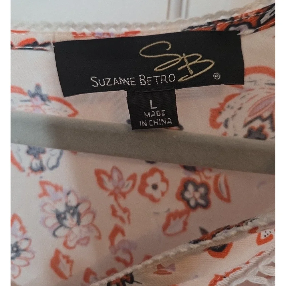 Suzanne Betro Floral ‎ Tunic Blouse Long Sleeve Large - Picture 2 of 7